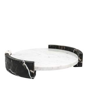 Plateau de service Plateau de service de qualité supérieure Poignée en métal doré Plateau en marbre exclusif avec couteau Planche à découper polyvalente - Product Image 4