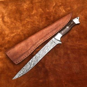 Cuchillo de Pesca Personalizado Hecho a Mano Jexmoo, Cuchillo para Filetear con Hoja de Acero de Damasco y Funda de Cuero, Regalo para Pescadores - Product Image 5