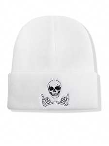 Gorro de punto bordado con cabeza de Diablo y calavera OEM para hombre, gorros unisex personalizados de alta calidad - Product Image 5