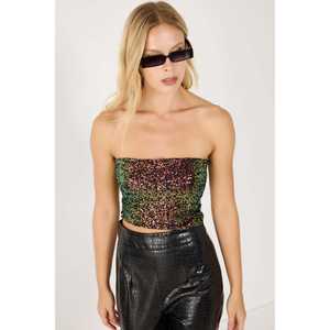 Bustier femme sans bretelles à paillettes colorées - Product Image 3