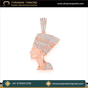 Hermoso diseño 1,5 TCW 14K oro medio Nefertiti reina egipcia VVS-VS laboratorio cultivado diamante colgante regalo de compromiso para hombres/mujeres - Product Image 2