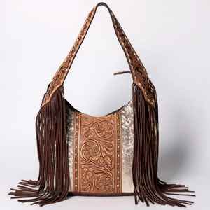 Bolso de hombro de cuero de vaca de herramientas de mano bohemio de otoño con borlas florales occidentales hecho a medida de alta calidad, monedero de mensajero para mujer - Product Image 2