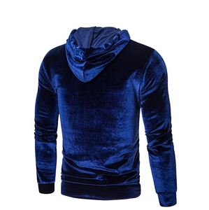 Men's Velvet Hooded <b>Sweatshirt</b> Solid Color Long Sleeve Breathable Eco-Friendly Plain Dyed Lined Pullover for Spring Autumn - Product Image 5