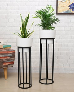 Maceta de metal de hierro redonda con recubrimiento de polvo blanco mate, estilo decorativo interior minimalista para aplicaciones de jardín - Product Image 2