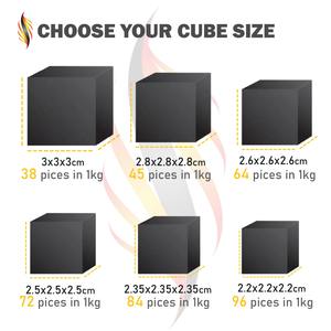 Briquettes de charbon de bois noir coquille de noix de coco pour narguilé Shisha encens faible teneur en cendres blanc frêne bambou Cube sciure bois dur - Product Image 6