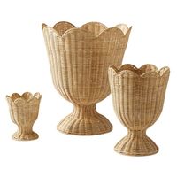 Vas Lantai Rotan Anyaman Modern Bentuk Kotak, Guci Tinggi Anyaman Tangan Bambu, Desain Bohemian, Kapasitas Besar, Dekorasi India