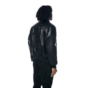 OEM personalizado Unisex invierno Letterman Varsity chaqueta de cuello alto con capucha de cuero chaqueta de béisbol botón decoración DDP envío - Product Image 6