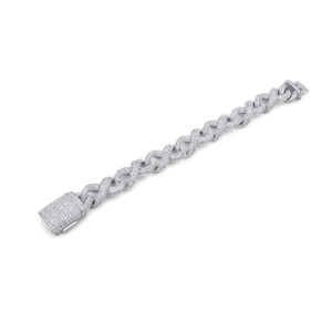 Full White <b>Silver</b> Diamond Cuban <b>Bracelet</b> 10mm 9inch Hip Hop Wedding Iced Out Luxury Gold Plated for Certified Unisex - Product Image 5