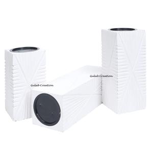 Bougeoir pilier en bois de manguier pur sculpté à la main blanc élégant chandelier en bois décoratif pour la maison, le mariage, la décoration d'événement - Product Image 1