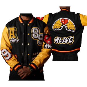 Chaqueta Universitaria de Béisbol Personalizada de Alta Calidad para Hombre con Bordado Chenille, Chaqueta Deportiva con Logotipo Frontal - Product Image 4