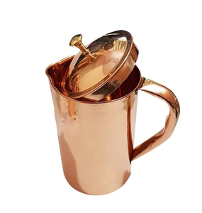 Acepte el logotipo Personalizado Recién llegado jarra de cobre Juego de jarras de agua de jugo frío y caliente con aspecto de diseñador pulido brillante a la venta - Product Image 3