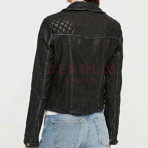 Nueva llegada de las mujeres de alta calidad al por mayor chaqueta de moda de cuero nuevo diseño de cuero puro chaqueta de moda - Product Image 3