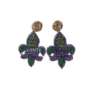 Pendientes de Fiesta Multicolores con Cuentas de Mardi Gras, Pendientes Largos Coloridos Hechos a Mano para Mujer - Product Image 2