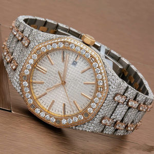 Reloj de cristal con esfera analógica de dos tonos de lujo Iced VVS Moissanite Diamond Steel Diver Mecanismo japonés 20mm Oro blanco para - Product Image 2