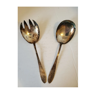 Ensemble de service à salade à poignée martelée en laiton fait main avec cuillère et fourchette de service à salade en acier inoxydable prix bon marché - Product Image 2