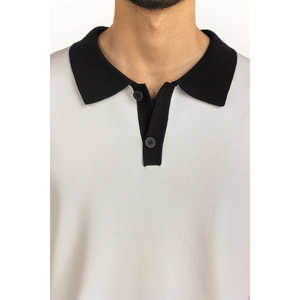 T-shirt Polo B pour Homme, Coupe Classique, Anti-plis, Confortable, Haute Qualité, Coupe Ajustée, en Spandex, Brodé, Motif Uni Foncé - Product Image 4