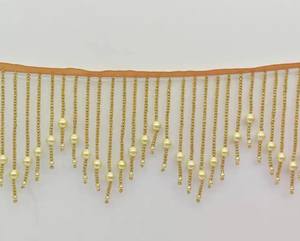 Frange en perles faites à la main : blanc, or, rouge, noir, rose - 90 cm de long - Product Image 1