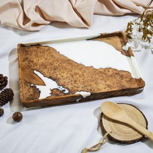 ถาดไม้อีพอกซี่เรซินทรงสี่เหลี่ยมดีไซน์สวยสำหรับเสิร์ฟอาหารในห้องครัวร้านอาหารใช้ในบ้าน - Product Image 4