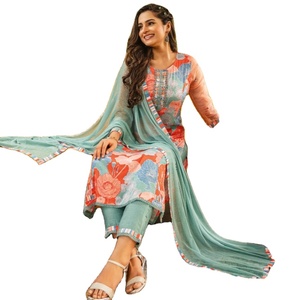 ผ้าไหมซาตินลาย้เหนียวบริสุทธิ์พร้อมผลิตด้วยการพิมพ์ดิจิตอล KURTI สําหรับการขายออนไลน์ - Product Image 2