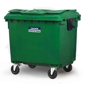1100 L HDPE Eco-Friendly Outdoor Storage Bucket Dustbin Waste <b>Bin</b> Garbage Container Model TK-1100P Teknik Brand Istanbul Turkey - Product Image 1