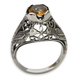 925 Sterling Silver Wrap <b>Ring</b> with Citrine Gemstone Birds Design Fashionable Wedding Jewelry Inspired by Christianity - Product Image 3