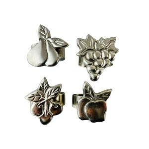 Suministro de fábrica de lujo, de diseño moderno de la servilleta India, anillos en forma de frutas chapados en plata, Metal para restaurante, Hotel, uso de fiesta - Product Image 1