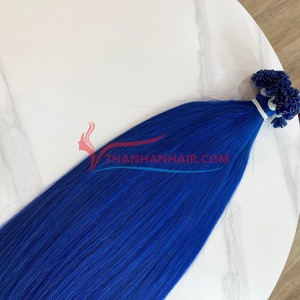Vente en gros d'extensions de cheveux humains à la kératine doublement étirées Remy brutes 100% colorées pointe plate de cheveux potentiels dans le style de vague naturelle - Product Image 2