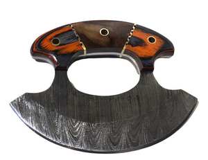 Couteau Ulu fait à la main avec lame moyenne damas gaine en cuir de qualité supérieure manche en bois exotique quantité minimale de commande en acier de qualité de cuisine 5 pièces - Product Image 2