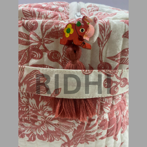 Pochette cosmétique réutilisable en coton matelassé, imprimée sur mesure motif tulipe, grand format, vintage, écologique, avec fermeture éclair, pour le voyage, vente en gros - Product Image 4