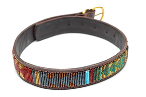 Masai Leather and <b>Bead</b> Dog Collar Personalized <b>Metal</b> Belts Customizable Gift Party Style Made in India - Product Image 3