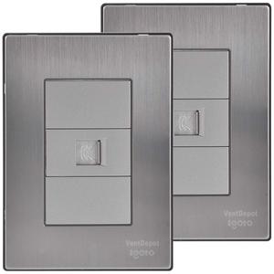 RJ11-Wandanschluss, MXIUN-002, 2 Stück, Telefonbuchse, RJ11 CAT3, Silber, Edelstahl/PC. - Product Image 1