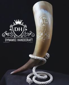 Handmade Rustic Viking <b>Drinking</b> <b>Horn</b> Curved Natural <b>Horn</b> Barware Cup for Bar & Home Use - Product Image 1