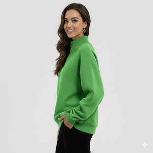 Pull décontracté surdimensionné pour femme, col montant, tricot, haut à manches longues, confortable, tendance, élégant, superposition pour l'hiver et l'automne - Product Image 6