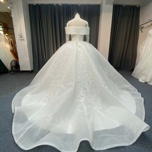 ANY264 Elegante Vestido de Novia con Cuello Barco y Lentejuelas, Vestidos de Boda para Mujer - Product Image 2
