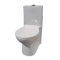 WC monobloc de luxe, modèle 4D à siphon, avec chasse double et abattant à fermeture douce, blanc premium, pour salle de bain