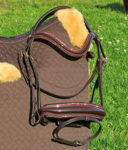 ROSE GOLD Bridle FREEWAY Anatómico Poll Stellar Crystal Piping BLING Patente - Product Image 1
