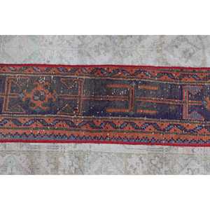 พรมตุรกีขนาด 2.1x2.9 ฟุต พรมวินเทจขนาดเล็ก พรมลายตารางสีแดง - Product Image 5