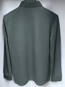 Polo à manches longues décontracté pour hommes Nouveau tissu en tricot de polyester 100% respirant de couleur unie élégante pour toutes les saisons - Product Image 5