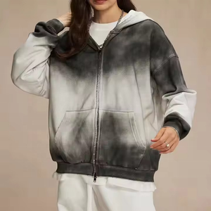 Sweat à capuche en coton à manches longues et fermeture éclair de haute qualité avec logo personnalisé pour les femmes vêtements de sport décontracté uni épaule confortable - Product Image 2
