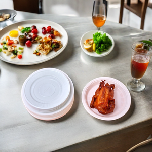 Assiettes de présentation blanches en plastique jetables de 12 pouces en gros Assiettes rondes en PP bleues <span class=keywords><strong>et</strong></span> blanches à emporter pour les fêtes <span class=keywords><strong>et</strong></span> les dîners - Product Image 5