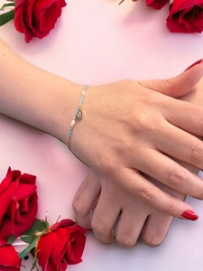 กำไลข้อมือพลาสติกถักมือสไตล์โบฮีเมียน DAFNI ประดับลูกปัดตาปีศาจ-รุ่น 44 ของขวัญส่งเสริมการขายแบบลูกปัดสำหรับวันวาเลนไทน์ - Product Image 3