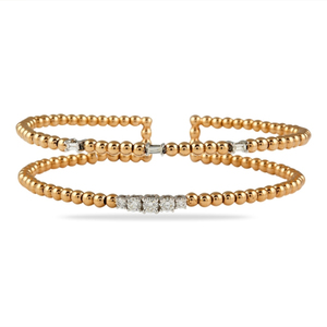 Two-Row Diamond Beaded Cuff <b>Bracelet</b> Elegant Diamond <b>Bracelets</b> & <b>Bangles</b> - Product Image 1