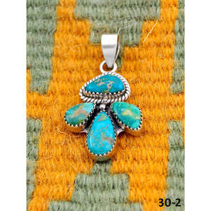 Southwest Style <b>Emerald</b> Valley Turquoise & Sterling Silver <b>Pendant</b> Ethereal Bezel Setting Inlay - Product Image 2