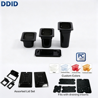Peralatan Dapur Komersial 1/9 Warna Hitam Tahan Panas Wadah Plastik PC Gn Pan Steam Table Pan Wadah Plastik dengan Tutup