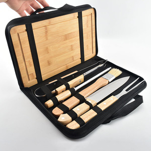 Parrilla de barbacoa portátil para exteriores, bolsa de transporte, juego de 6 piezas, cocina de acero, accesorios de barbacoa de madera de bambú, fiesta al aire libre, Camping - Product Image 2