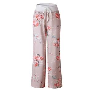 Pantalones rectos florales para mujer, pantalones de chándal de gimnasio y pantalón de cintura alta, estampado de algodón a la moda, envío directo, pantalón/pantalón para mujer - Product Image 5