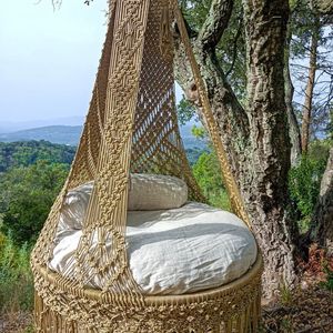 Hermosa Silla Colgante de Macramé para Uso en Exteriores, Hamaca Colgante para Jardín, Muebles de Exterior de Metal Duradero - Product Image 2