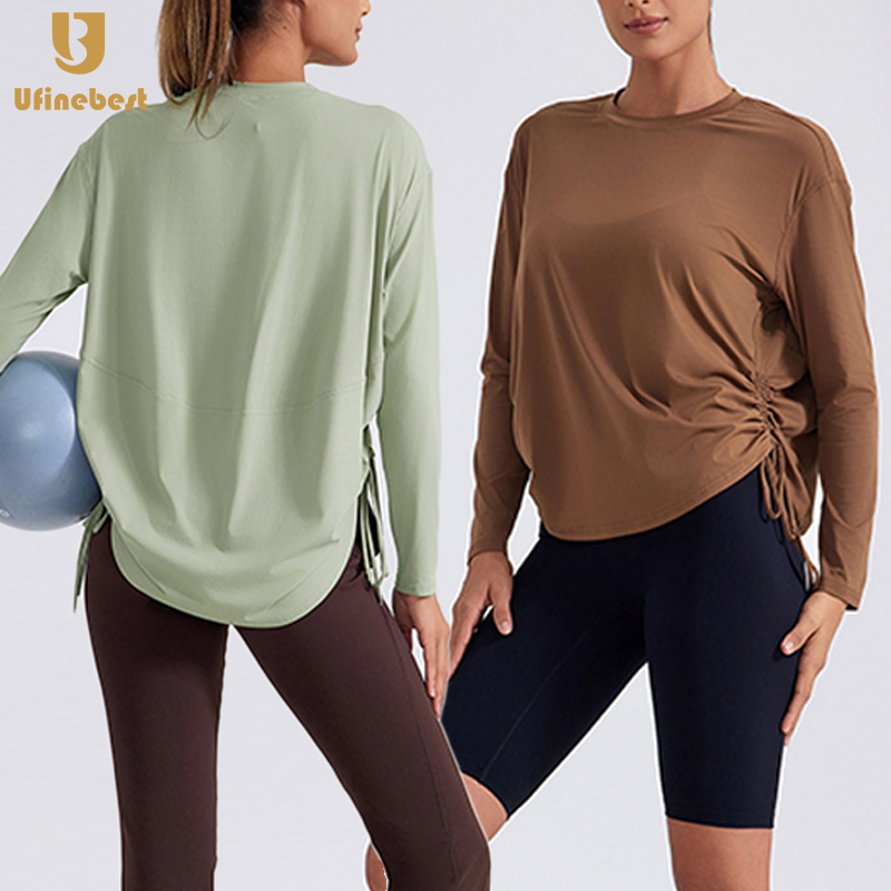 Autumn and Winter Women's Yoga Top Quick-dry Nude Feeling Round Neck Casual T-shirt Wholesale Athletic Wear
