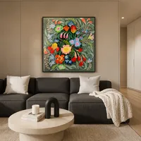 Peinture murale de luxe vintage florale en porcelaine de cristal pour décoration de chambre, art mural botanique coloré pour salon, vente en gros