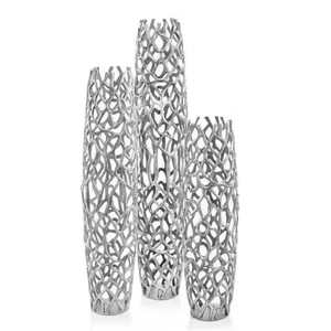 Venta al por mayor florero de Metal para el hogar a un precio razonable florero grande de tamaño personalizado con chapado en plata por decor Impex - Product Image 1